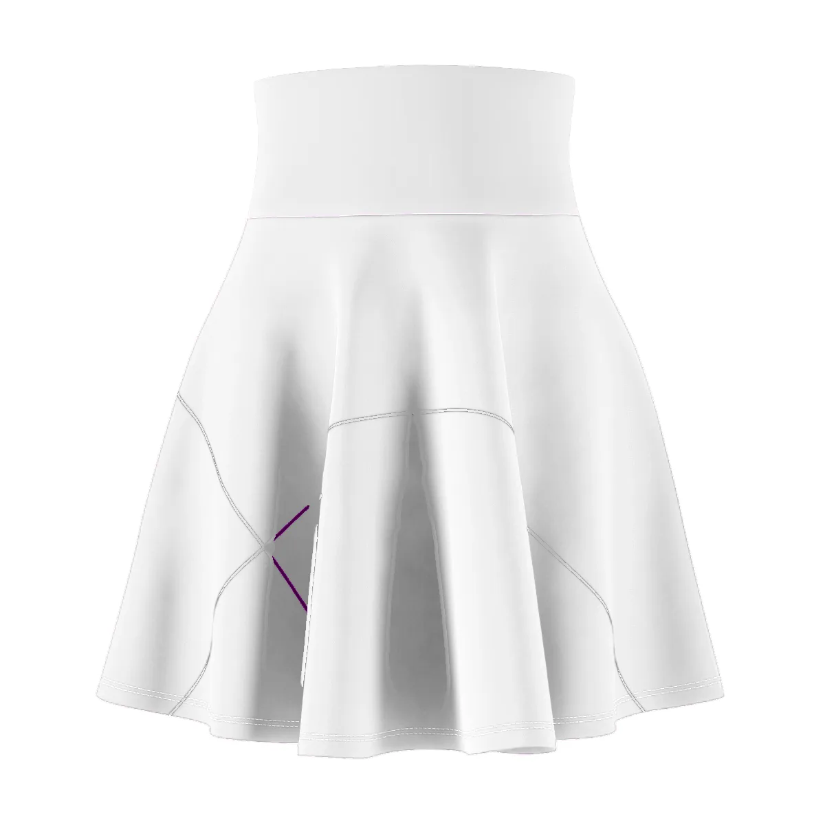 The skater skirt, unprinted, with faint calibration marks at the lower left