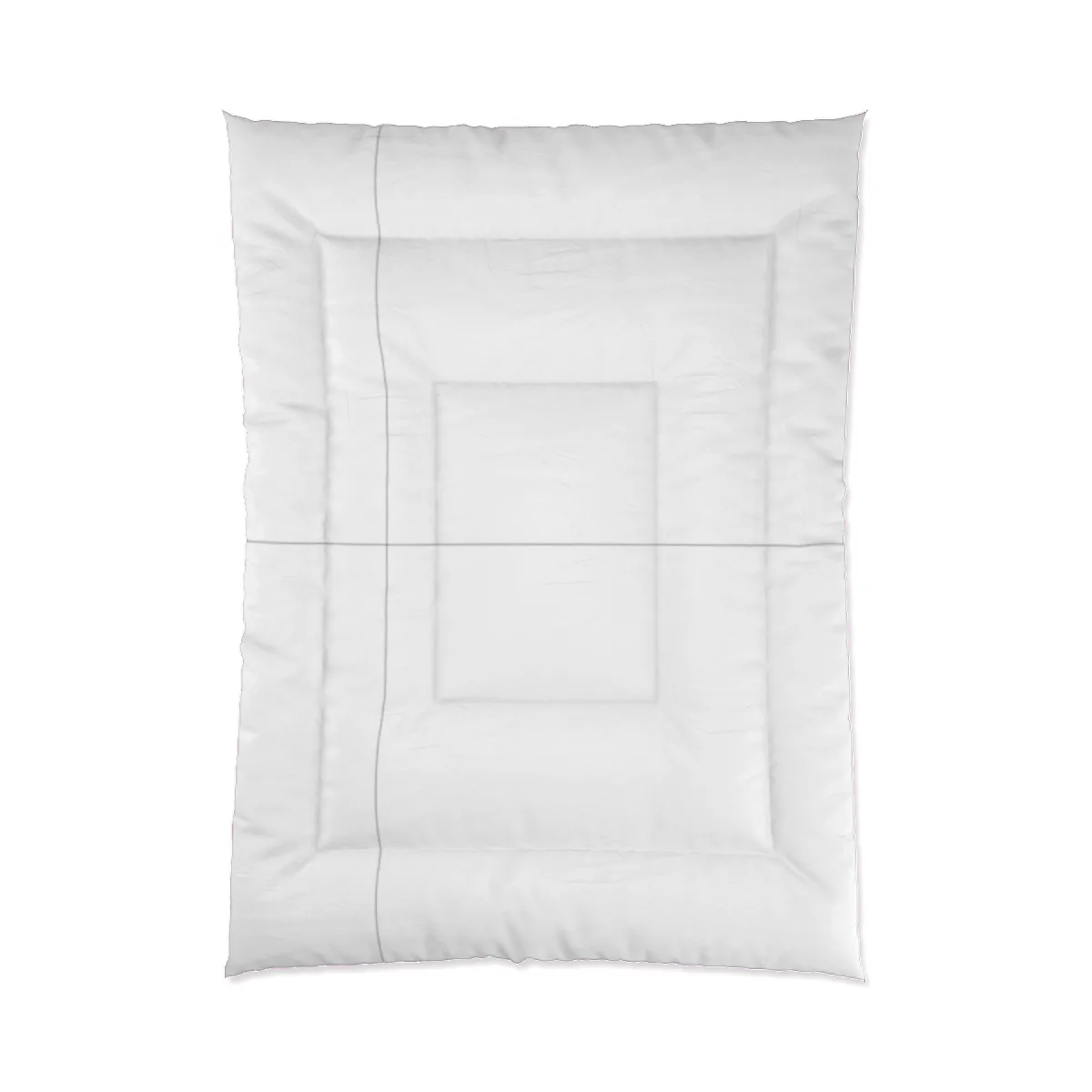 The bed comforter, blank and unprinted
