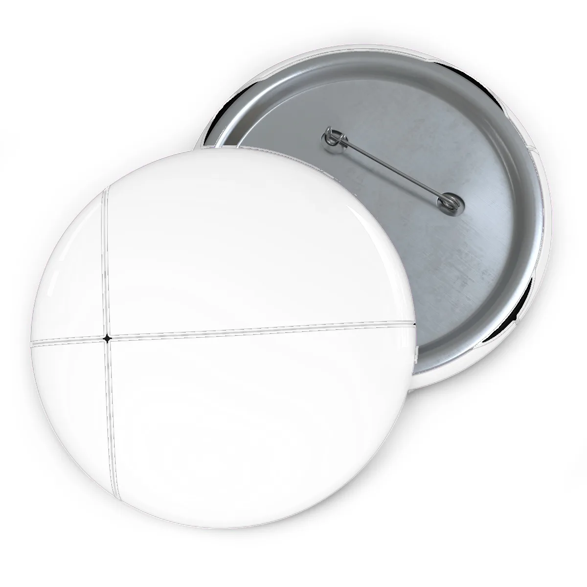 The pin button, front and back, blank and unprinted