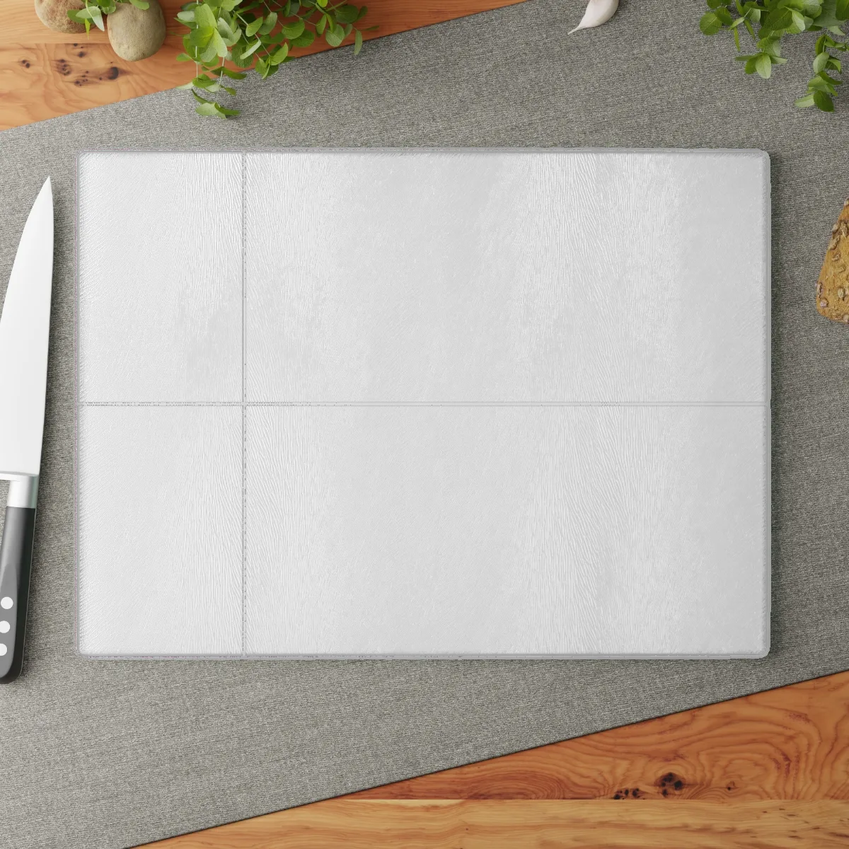 The glass cutting board, blank and unprinted