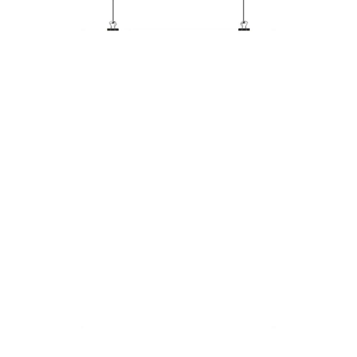 The poster, hanging blank and unprinted